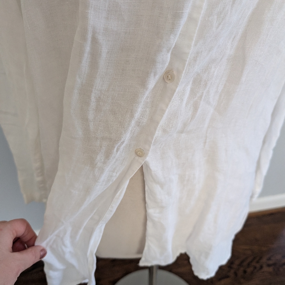 Vintage Women's J.Crew linen tunic blouse, early 1990s White Thin Medium - Picture 4 of 8